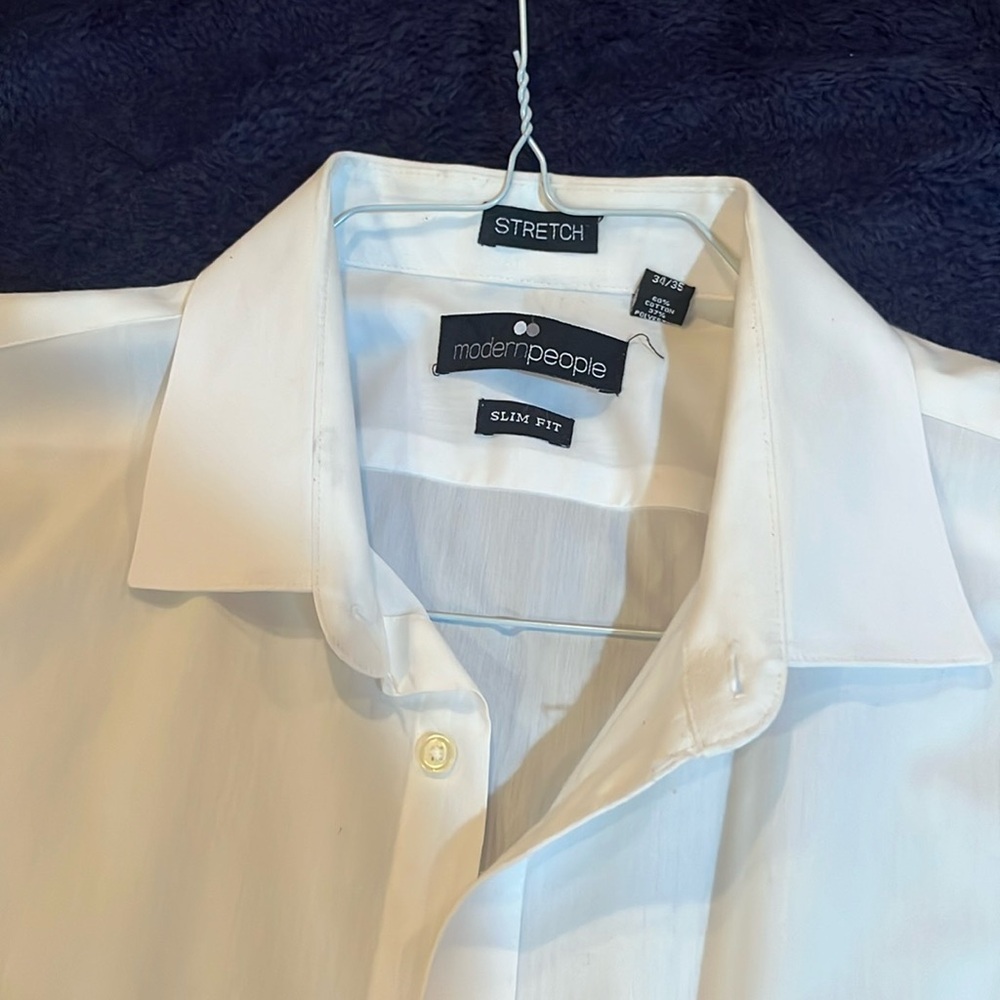 White button up modern people slim fit top
